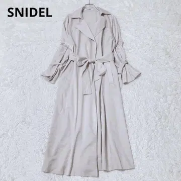 스나이델 트렌치코트 아우터 버튼리스 광택 리본 베스트 깔끔한 룩