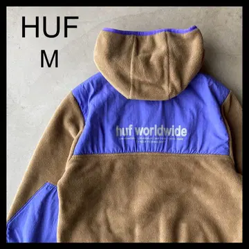 HUF 하프 플리스 후드티 M 카멜 브라운