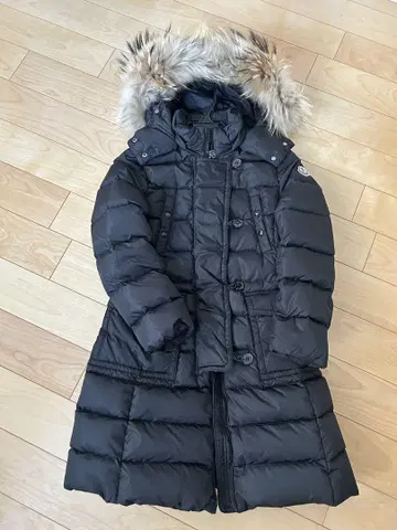 MONCLER 블랙 롱 후드 퍼 다운 자켓