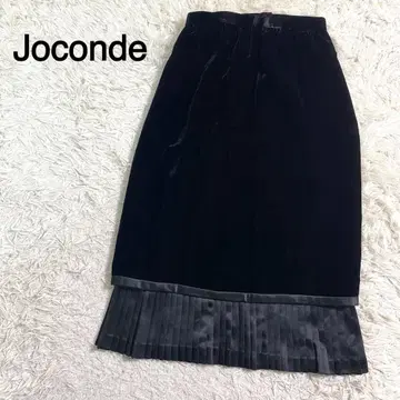 Joconde 블랙 벨로아 원단 플리츠 밑단 스커트