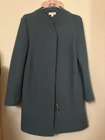 COS 탁한 블루 울 혼방 롱 코트