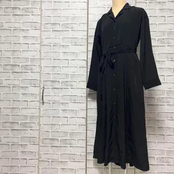 HARE 하레 셔츠 원피스 블랙 롱 기장 허리 마크