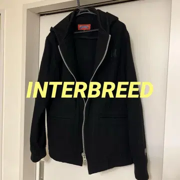 INTERBREED 후드티 빅 지퍼 블랙 울 80%