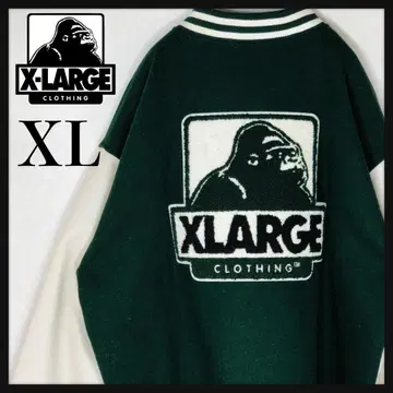 [ XL 사이즈 ] 엑스라지 소매 절개 소매 가죽 파일 로고 바시티 자켓