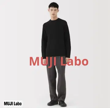 MUJI Labo 메리노울 하찌 엘보 패치 크루넥 스웨터 S