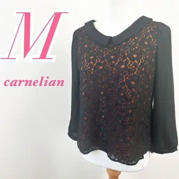 carnelian 카넬리안 블랙 레이스 긴팔 블라우스 M 오피스