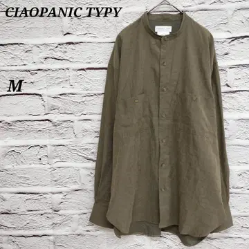 차오패닉 티피 M 밴드 카라 긴팔 풀 버튼 셔츠 더블 포켓 브라운