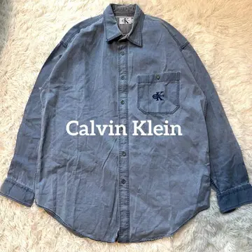 90s Calvin Klein Jeans 데님풍 코튼 셔츠 L 자수