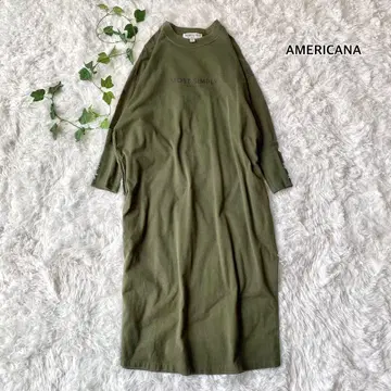 AMERICANA 7부 소매 원피스 로고 그린 사이드 슬릿