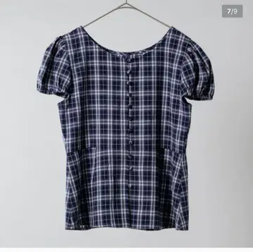 FEKETE 체크 퍼프 슬리브 블라우스 baby