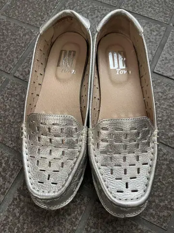 23.5cm 던디 보이 실버 뜨개질 디자인 신발