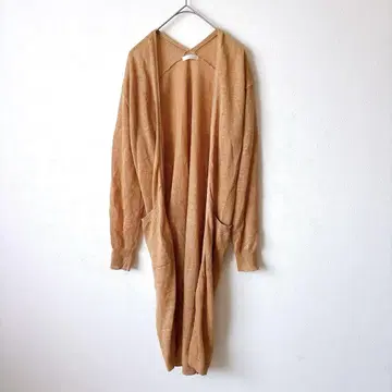 테치치 롱 가디건 린넨 100% 브라운 M 상의 긴팔 겉옷