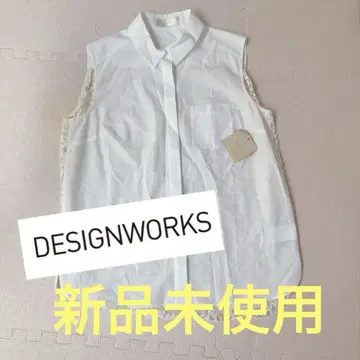 미사용 새상품 디자인웍스 designworks 레이스 슬리브리스 셔츠