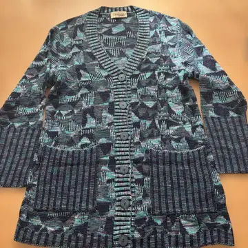 MISSONI SPORT 기하학 패턴 가디건 터콰이즈 네이비 퍼플