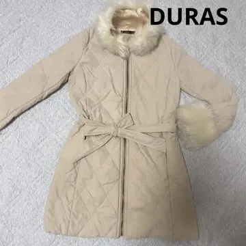 퍼 달린 베이지 퀼팅 롱 다운 자켓 DURAS 아우터