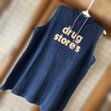 drug stores 후드 부착 후드티 다크 블루