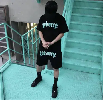 godsavage 반팔 반바지 하프 팬츠 티셔츠 셋업 S