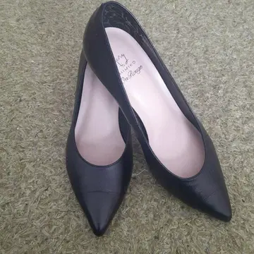 히미코 블랙 가죽 하이힐 23cm
