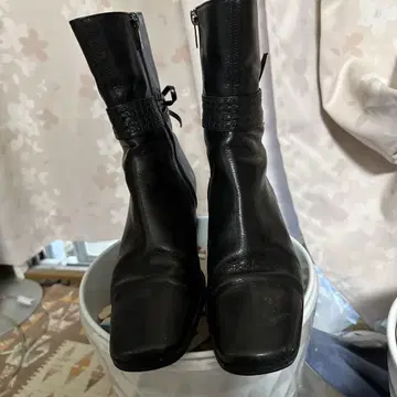 블랙 미들 기장 부츠 미끄럼 방지 밑창