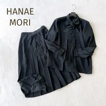 HANAE MORI 보타이 블라우스 스커트 셋업 총 로고 블랙 7