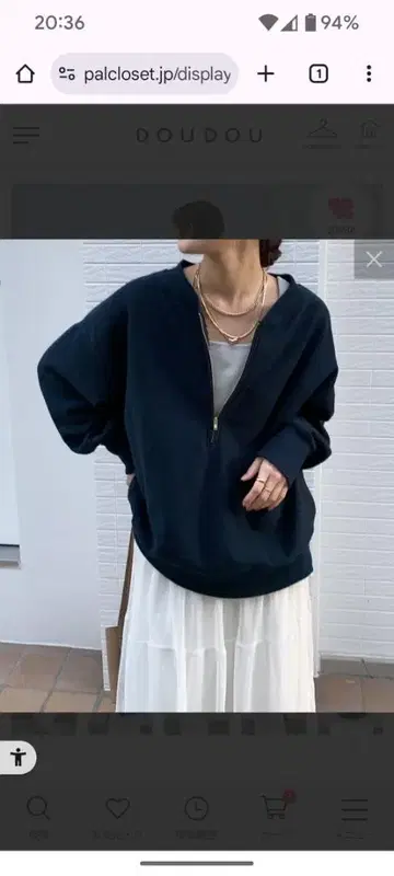 DOUDOU 하프 지퍼 맨투맨 네이비