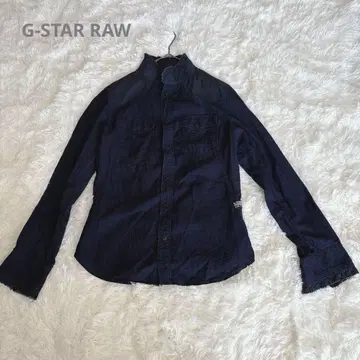 G-STAR RAW M 네이비 프릴 옷깃 여성용 긴팔 셔츠