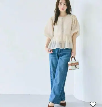 coca 코카 시스루 플레어 블라우스 자켓 아이보리 M 새상품