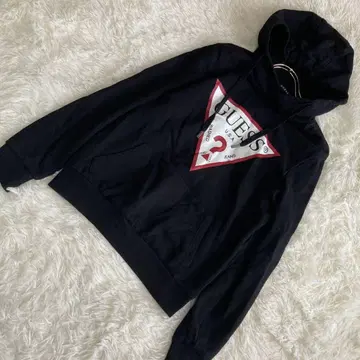 GUESS 후드티 풀오버 블랙 XS 로고 프린트 캐주얼
