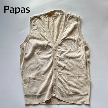 파파스 린넨 혼방 니트 베스트 빈티지