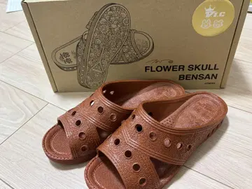 레어 무라카미 다카시 FLOWER SKULL BENSAN 브라운 M 샌들