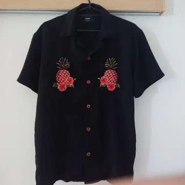 glamb 하와이안 셔츠 블랙 자수