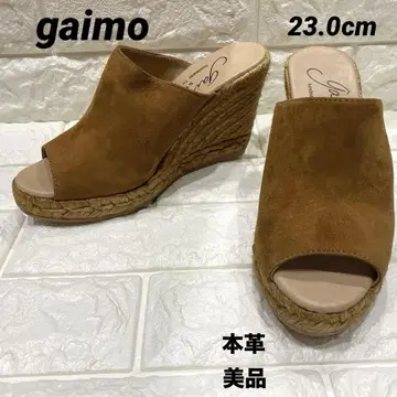 Gaimo 스웨이드 오픈토 샌들 가이모 23.0 웨지솔 천연 가죽
