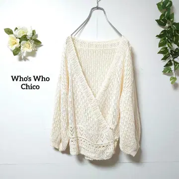 후즈 후 치코 시스루 니트 가디건 7부 소매 프리
