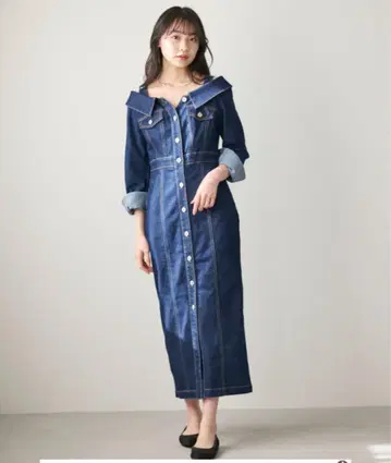 릴리안캐럿 데님 오프숄더 원피스