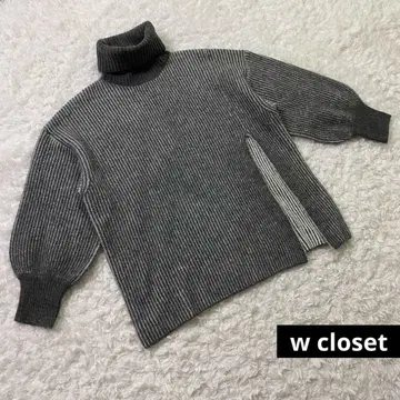 더블 클로젯 wcloset 니트 터틀넥 스트라이프 돌려입기
