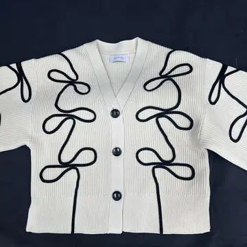 [ 새상품급 ] ADAM ET ROPE 리본 무늬 가디건 F