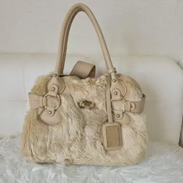 CECIL McBEE 베이지 퍼 핸드백