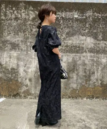 FLOWER JACQUARD STRAIGHT DRESS ameri