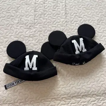 미키마우스 귀 달린 블랙 모자 2개 세트