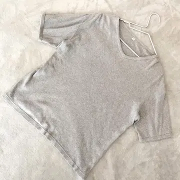 MUJI 무인양품 보트넥 반팔T셔츠 사이즈 L 그레이 리브