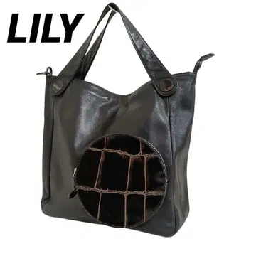 Lily 가죽 토트백 악어 엠보싱 블랙 블랙 상태 좋음