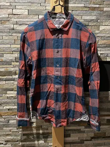 red ear (폴 스미스) 핑크 x 인디고 체크 무늬 긴팔 셔츠 L