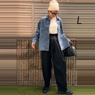 새상품 L 사이즈 데님 셔츠 빅 포켓 부착 시마무라 ai