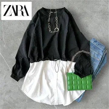 새상품급 ZARA 레이어드 도킹 셔츠 블라우스 이소재 개성적인 모드