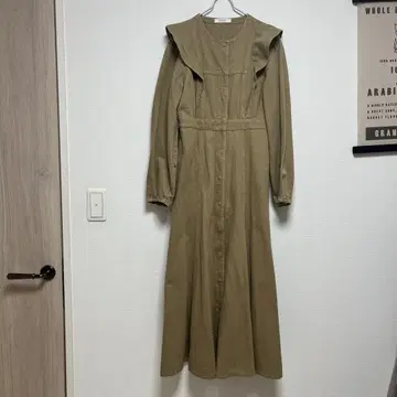 MOUSSY 카키 브라운 계열 롱 데님 원피스 L 사이즈 플레어