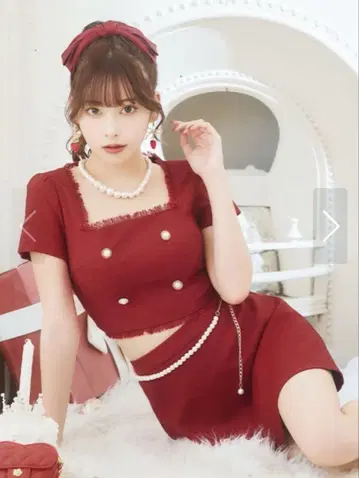 Jewels 펄 벨트 트위드 세트 미니 드레스