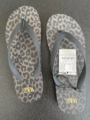 ZARA 레오파드 무늬 비치 샌들 40