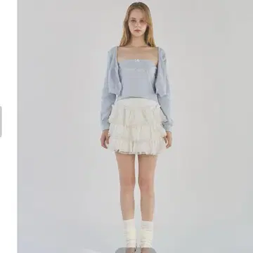 릴릴리 lillilly 프릴 맨투맨 레이스 숏팬츠 화이트