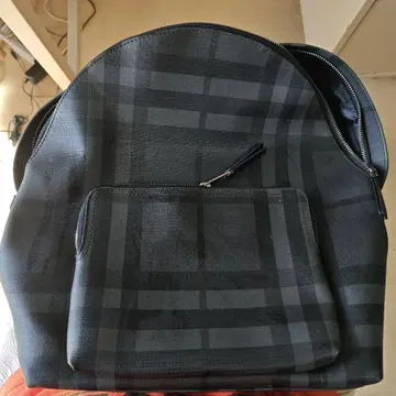 블랙 그레이 체크 무늬 백팩