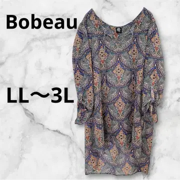 한정판 Bobeau 꽃무늬 긴팔 튜닉 [ LL~3L ] 쉬폰